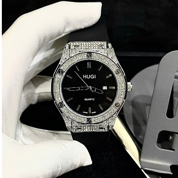 (Nam Nữ + bảo hành 12th)  Đồng hồ Nam Hugi 602 dây silicone khóa thông minh với 2 size 42mm và 38 mm đính đá cao cấp