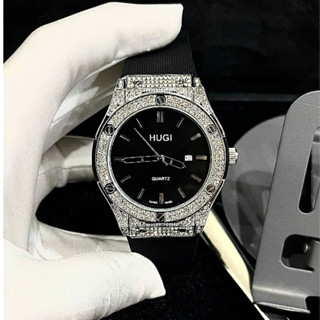 (Nam Nữ + bảo hành 12th)  Đồng hồ Nam Hugi 602 dây silicone khóa thông minh với 2 size 42mm và 38 mm đính đá cao cấp