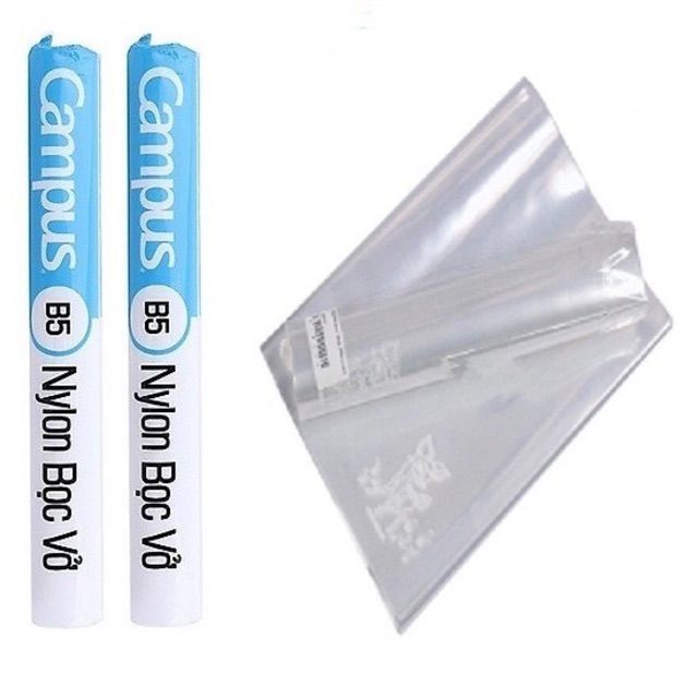 Nylon bọc vở cấp 2, cấp 3 Campus, vở kẻ ngang khổ B5 179x252 mm