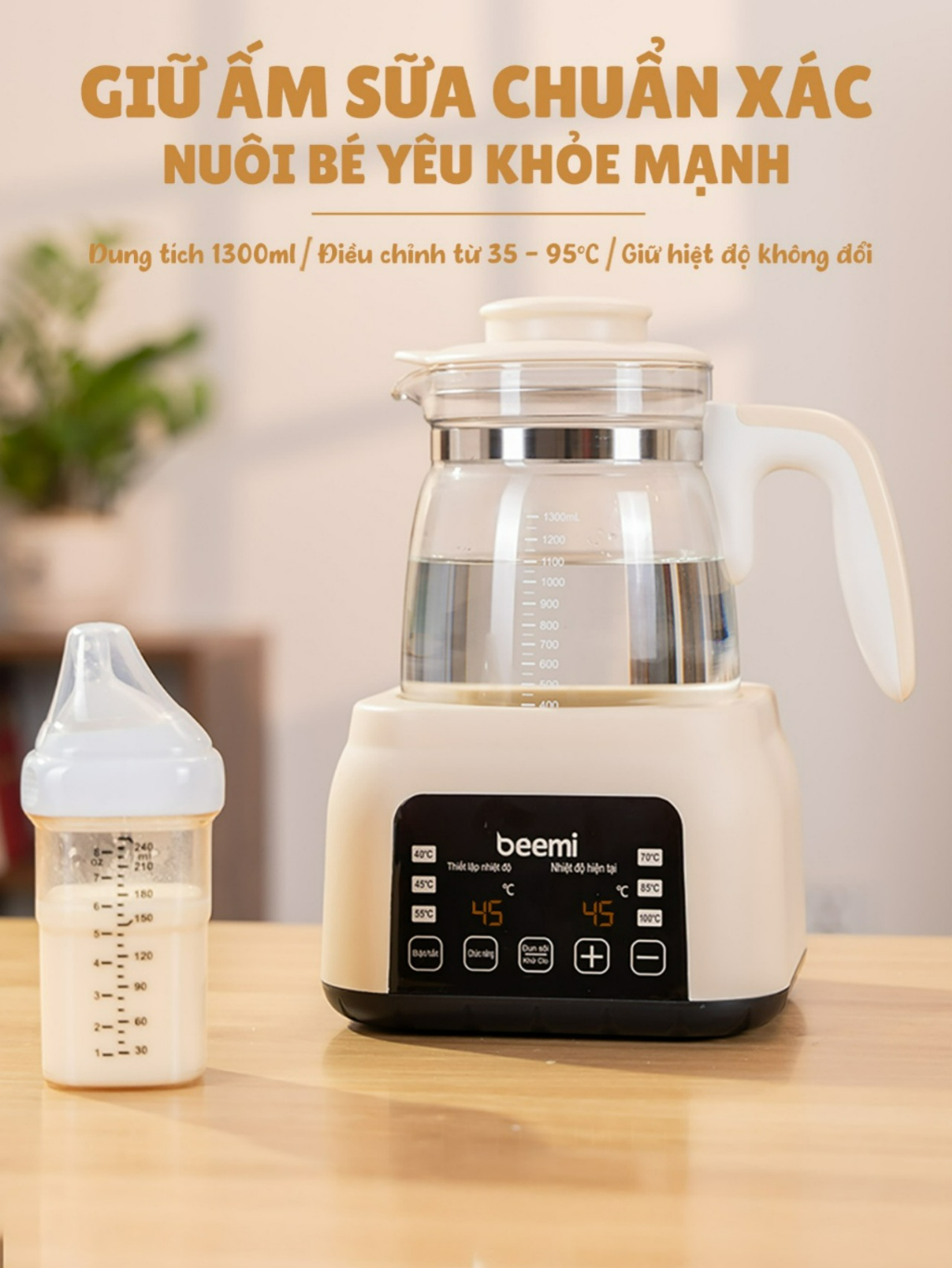 Ấm đun nước siêu tốc giữ nhiệt Beemi