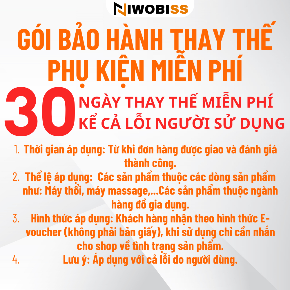 Gói Bảo Hành 30 Ngày Thay Thế Phụ Kiện Miễn Phí Cho Thiết Bị Điện Tử - IWOBI