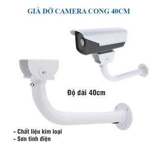 Chân Đế Camera Cong Dài 40cm – Giá Đỡ Camera Ngoài Trời, Chất Liệu Kim Loại, Sơn Tĩnh Điện Chống Gỉ