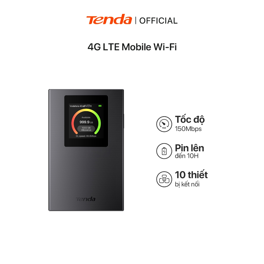 Tenda 4G185 Pocket WiFi 4G LTE Di động Wi-Fi AX300 Wi-Fi Màn hình 6 màu Điểm phát sóng Wi-Fi Cắm và chạy - Hàng Chính