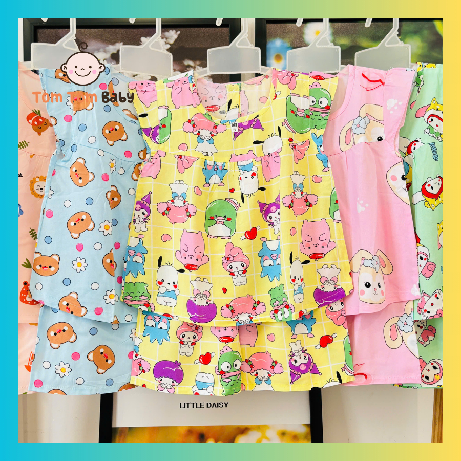 (5-65 Kg) - Set 3 Bộ Đồ Tole Bé Gái - Bộ quần áo bé gái cánh tiên, vải tôn lanh mùa hè mềm, mịn, mát TOLE TIEN