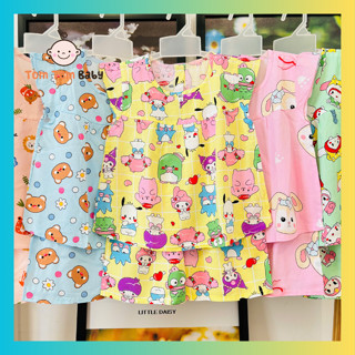 (5-65 Kg) - Set 3 Bộ Đồ Tole Bé Gái - Bộ quần áo bé gái cánh tiên, vải tôn lanh mùa hè mềm, mịn, mát