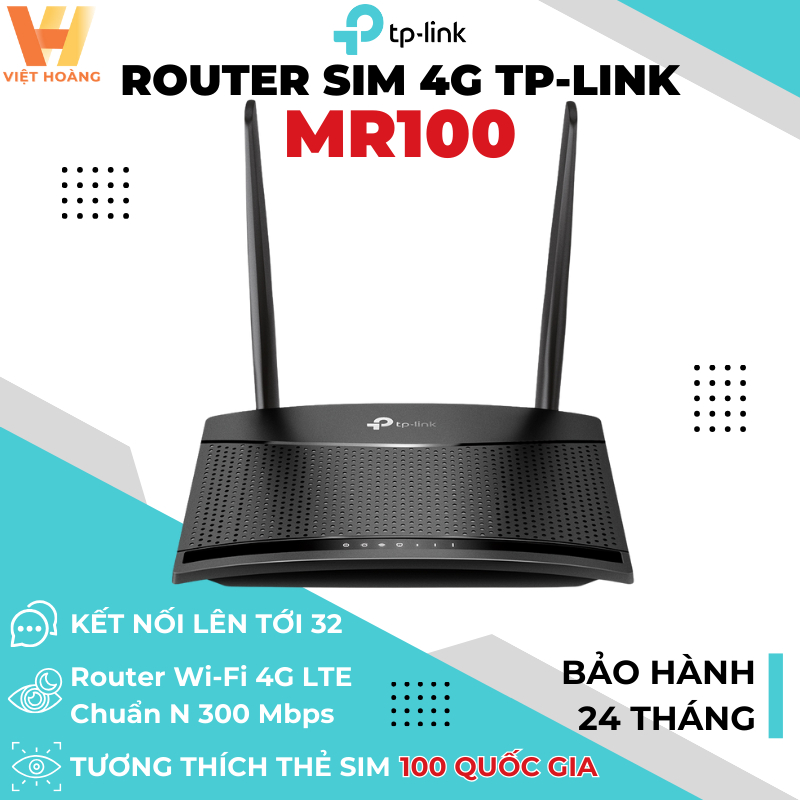 TP-Link MR100 Phát WiFi 4G Chuẩn N Tốc Độ 300 Mbps- Chính Hãng