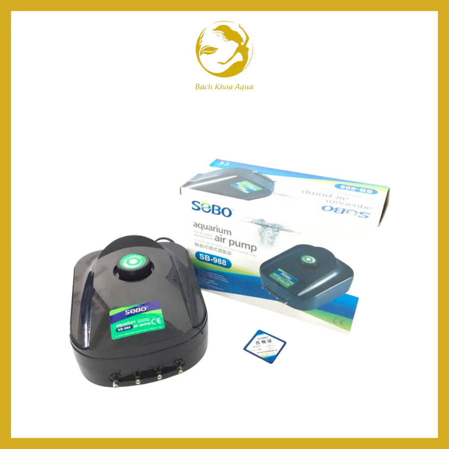 Máy sủi oxy Sobo SB-988 – 4 vòi, công suất mạnh, chạy êm cho bể cá thủy sinh