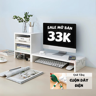 Kệ để màn hình máy tính PC laptop TOPV kệ gỗ kê máy vi tính decor trang trí mini hyperwork TopV Decor