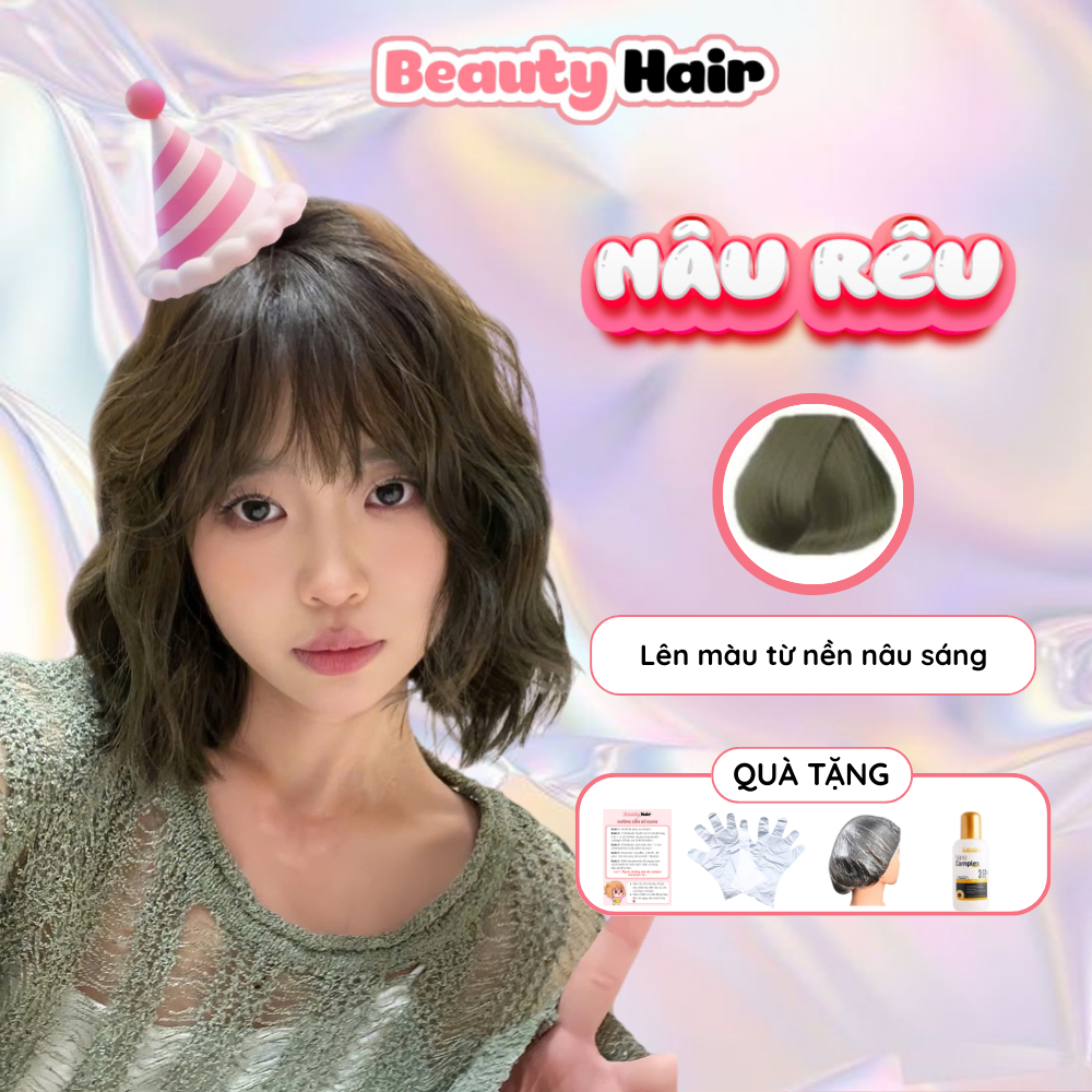  Thuốc nhuộm tóc Nâu Ánh Rêu bảo vệ tóc không gây khô sơ tóc - beautyhair 