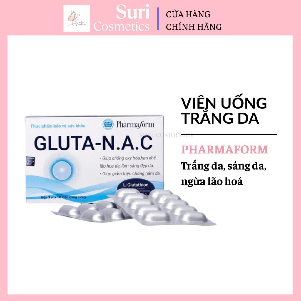 [Công Ty] Viên uống trắng da, sáng da, ngừa lão hoá PHARMAFORM GLUTA-N.A.C Hộp 30 viên