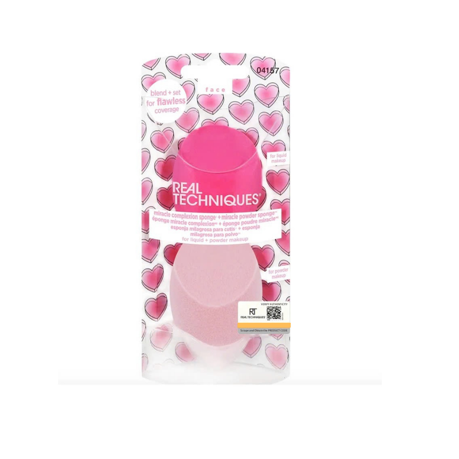 Set bông mút tán nền và phủ phấn màu hồng RT Real Techniques Limited Edition Love