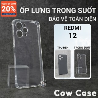 Ốp lưng Redmi 12 Cow case màu đen | Ốp điện thoại Xiaomi Redmi12 bảo vệ camera đt toàn diện