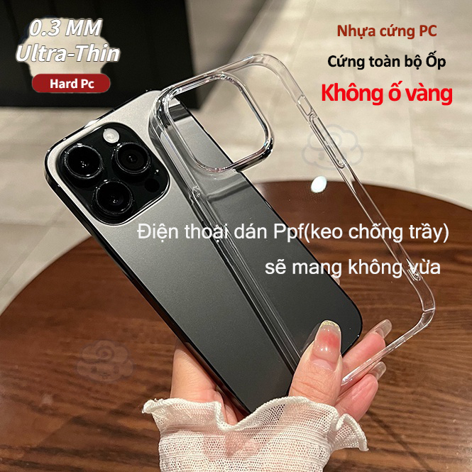 Ốp Lưng [Nhựa Cứng] PC trong suốt cao cấp không ố vàng tuyệt đối cho iphone xr đến 17promax