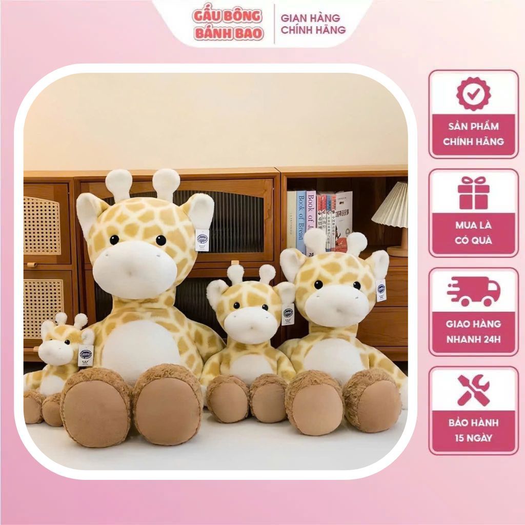 Gấu Bông Hươu Cao Cổ, Thú Nhồi Bông Hươu Dễ Thương Quà Tặng Gối Ôm Mền Mại Cao Cấp