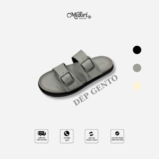 Dép Lê Da Nam Nữ GENTO Khóa Cài Quai Ngang Đế Chống Trơn Trượt Êm Chân | M STUDIO