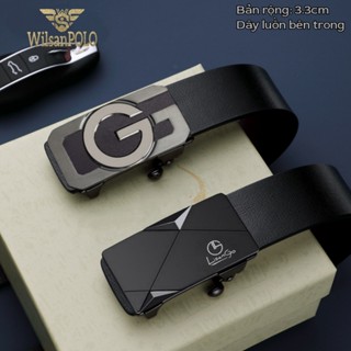 Thắt lưng da nam LISANGO cao cấp TL036, dây nịt nam bản 3.3cm mặt hợp kim khóa tự động.