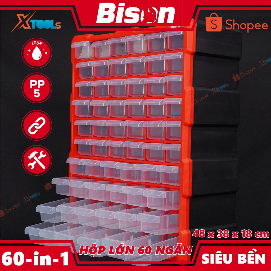 Tủ nhựa đựng linh kiện Bison size XL