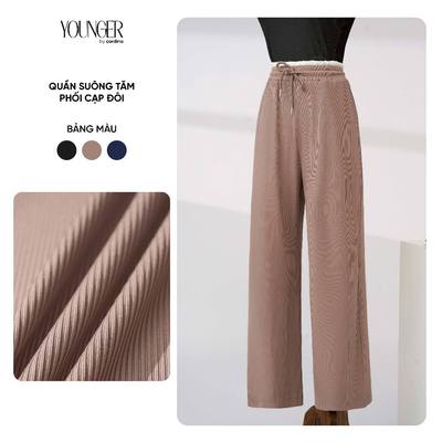 Quần dài nữ YOUNGER BY CARDINA vải tăm gân cạp đôi bản lớn 5YQDT18