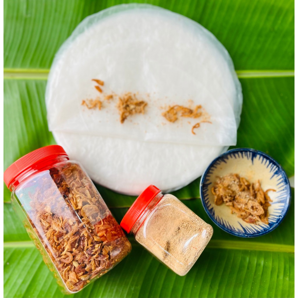 Bánh tráng My My -Combo 400g bánh tròn gạo,100g muối nhuyễn chay,100g hành phi