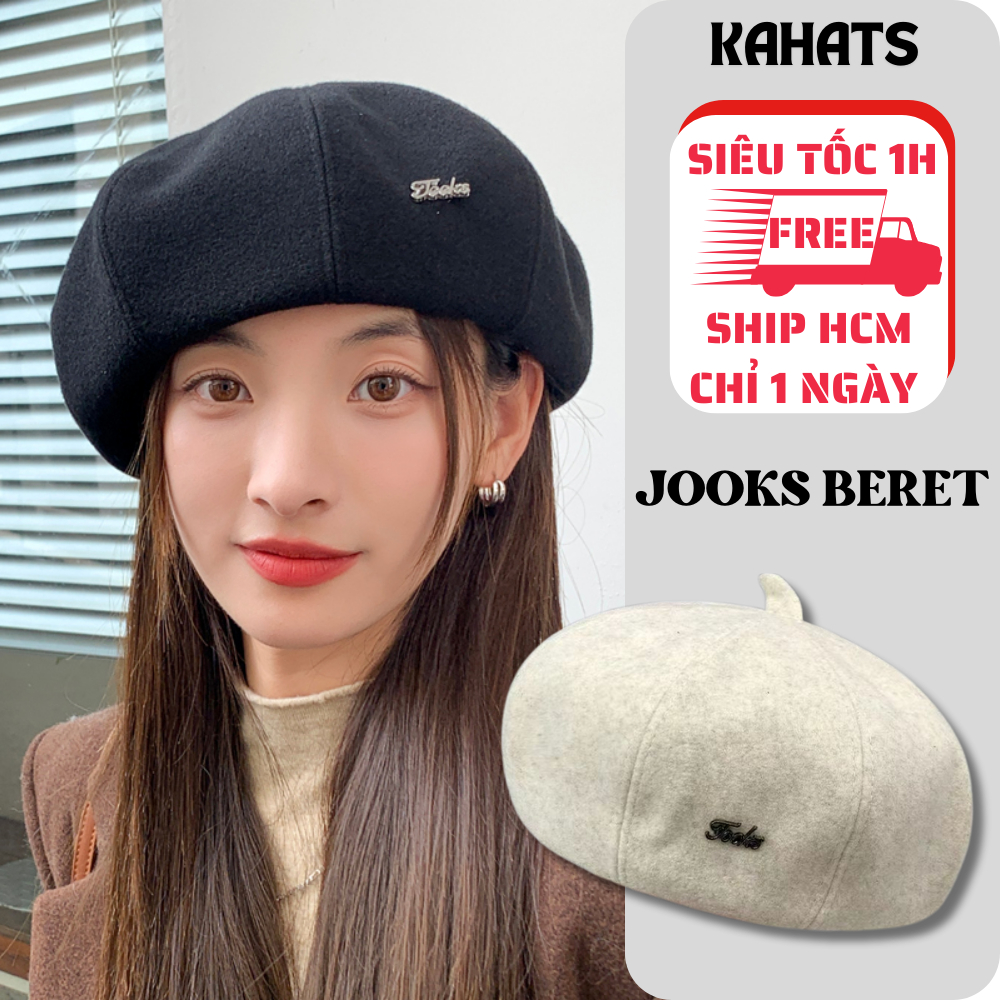 Mũ Nồi Beret Nữ Jooks Chất Dạ Cho Mùa Thu Đông Phong Cách Vintage Retro Cổ Điển KAHATS N3