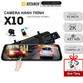 Camera hành trình ô tô X10 màn gương lớn trước 2K sau full HD kết nối điện thoại hỗ trợ quay đêm nét bảo hành 12 tháng