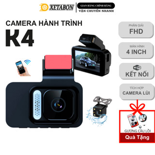  Camera hành trình ô tô K4 màn hình 4 inch ghi hình kép độ phân giải Full HD kết nối điện thoại bảo hành 12 tháng 