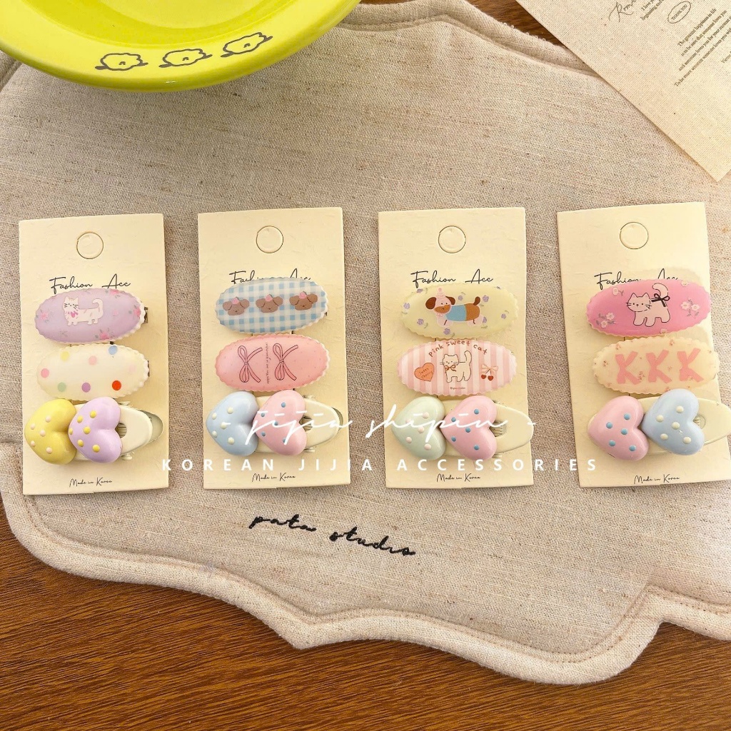 Set 3 kẹp tóc nhựa cao cấp cho các ngoan xinh yêu CT19