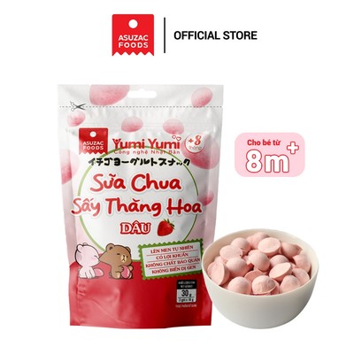 Sữa chua sấy thăng hoa DÂU TÂY Yumi Yumi Asuzac túi 30g (10gx 3gói) -Sữa chua cho bé từ 8 tháng tuổi