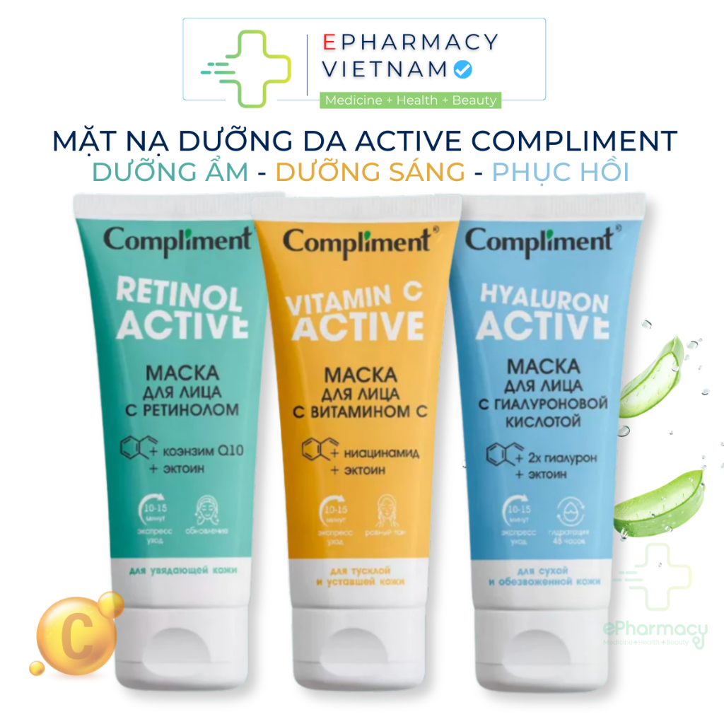 Mặt Nạ Dưỡng Da COMPLIMENT Với Vitamin C, HA, Retinol Hỗ Trợ Cấp Ẩm, Dưỡng Da Mềm Mịn 75ml