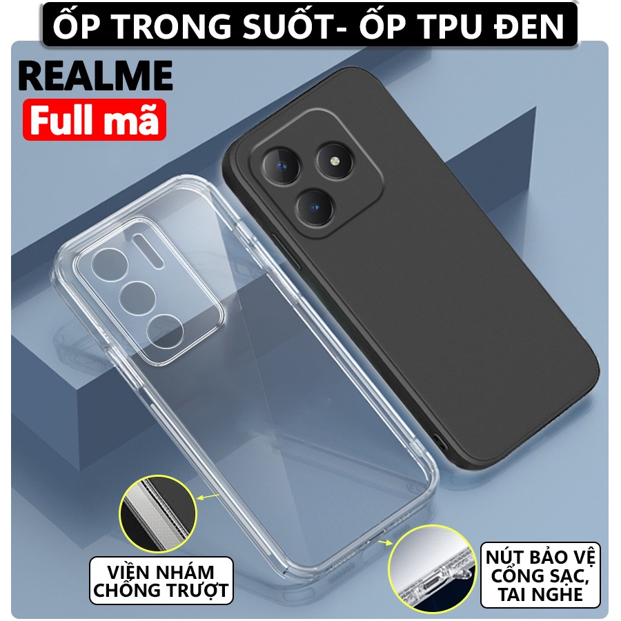 Ốp lưng Trong suốt Realme C75/C71/C65S/C65/C67/Note 60/60x/Gt Neo 2/3T/5/6/7/8/9/14/C11/C12/C13/C21Y