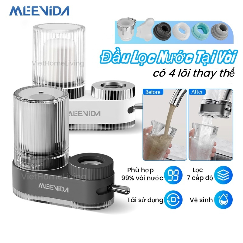 MEEVID Đầu Lọc Nước Tại Vòi 2 Chế Độ 7 Cấp Dụng Than Hoạt Tính-Lọc Cặn Bẩn Trong Nước