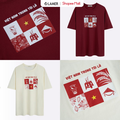Áo Thun Việt Nam Trong Tôi Cho Gia Đình Basic Cotton Dáng Suông LAMER  L81S25H081 O81S25H021 (Tặng hộp, sticker)