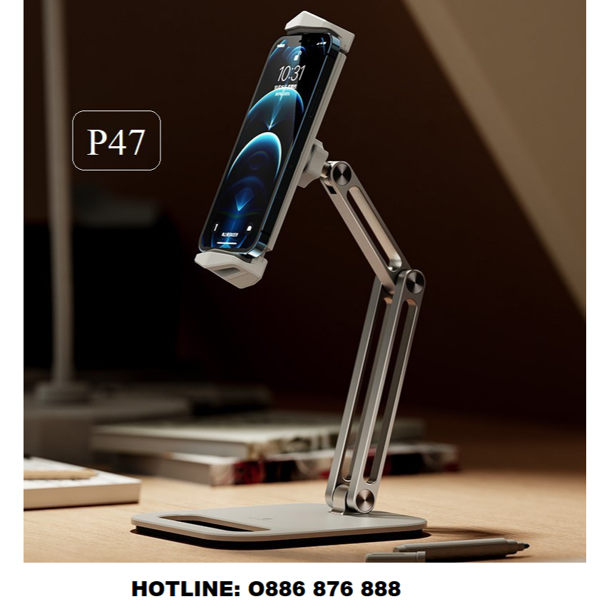 P47, P15 Giá Đỡ Kẹp Ipad, Điện Thoại Digimix Hợp Kim Nhôm, Để Bàn Nhỏ Gọn