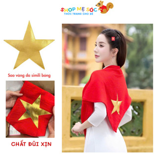 Combo 5 Khăn Quàng Cổ Cờ Đỏ Sao Vàng Vải Đũi In Simili Đẹp Khăn Choàng In Hình Cờ Đỏ Sao Vàng ( Chất đũi k phải chất nỉ)
