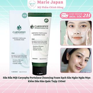  Sữa Rửa Mặt Caryophy Portulaca Cleansing Foam Sạch Sâu Ngăn Ngừa Mụn Kiềm Dầu Hàn Quốc Tuýp 150ml 
