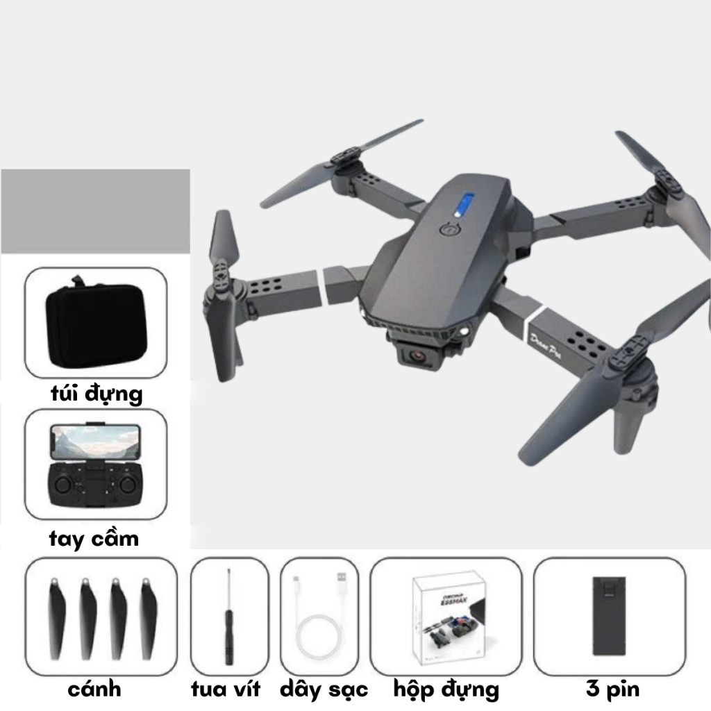 Flycam E88 PRO, Drone động cơ không chổi than, Plycam giá rẻ tập chơi camera 360, Flycam | BigBuy360 - bigbuy360.vn
