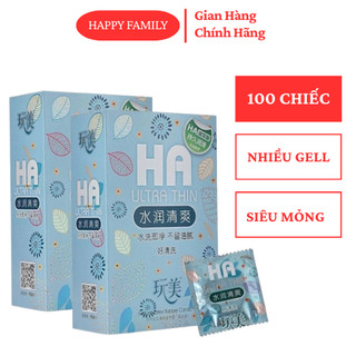  Bao cao su Ha Ultra Thin siêu mỏng nhiều gel bôi trơn nội địa Trung - 100 bao 