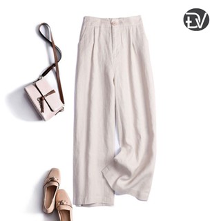 Quần dài ống suông rộng vải linen thô cao cấp, đũng ngắn lưng thun ĐŨI VIỆT (Trắng)