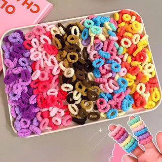  Gói 500 chun buộc tóc thun cột tóc len xù màu sắc tươi sáng đáng yêu cho bé 