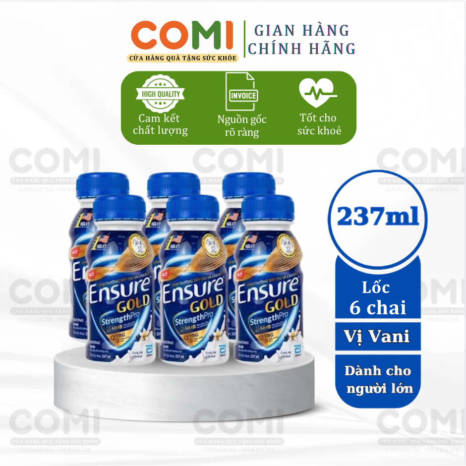 [Lốc 6 chai] Sữa bột pha sẵn Ensure GOLD 237ml