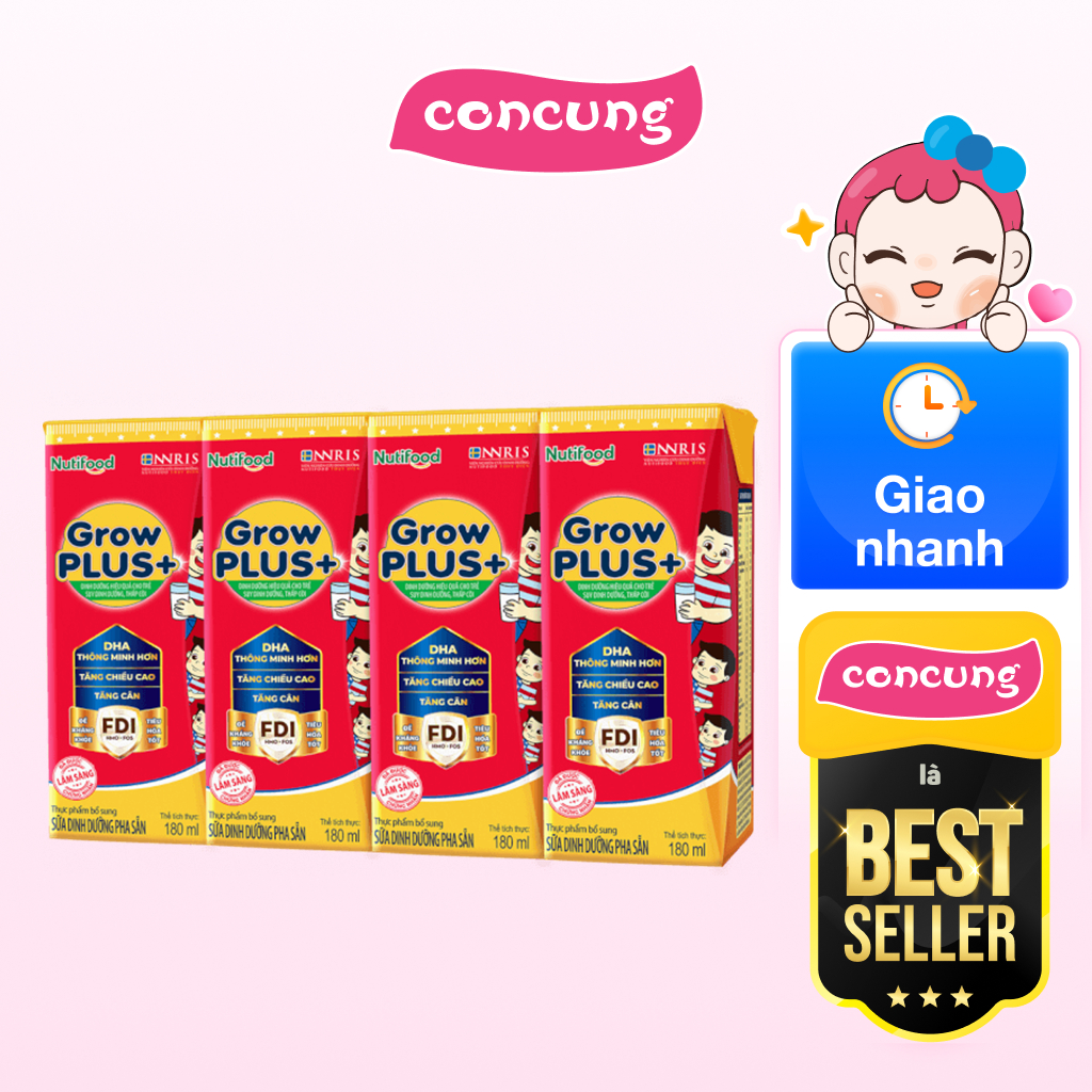 Sữa GrowPLUS+ Hộp 180ml (lốc 4 hộp)