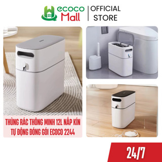 Thùng rác thông minh 12L ECOCO nắp kín tự động đóng gói 2244, đựng rác nhà vệ sinh,nhà bếp cho không gian hẹp mới