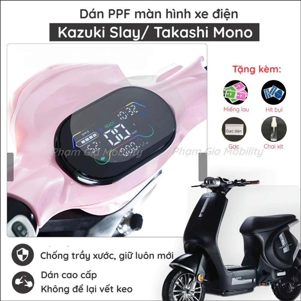 Miếng dán PPF màn hình đồng hồ xe điện Takashi Mono, Kazuki Slay, Dk ez1, Sky Lightex,  JVC G9, Kais