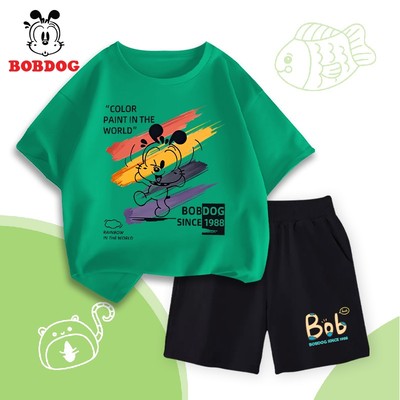 BST đồ bộ bé trai 2026 BOBDOG, đồ bé trai áo thun quần da cá in hình-CQ- BDO04-BDQ01 cho bé