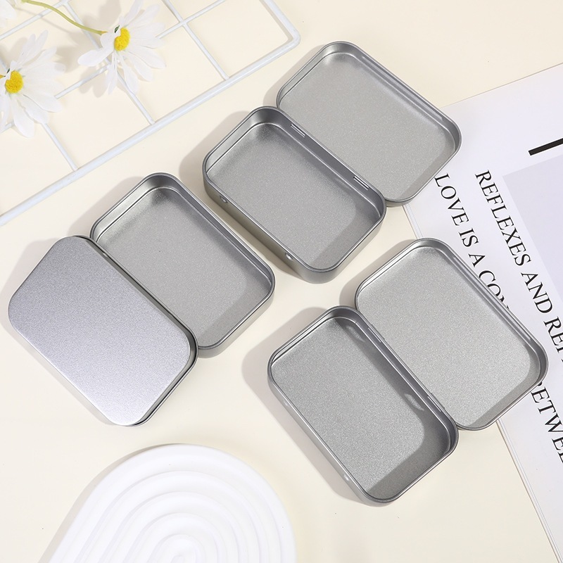 Hottome🥕Hộp đựng đồ hình chữ nhật có nắp Hộp đựng đồ bằng kim loại đánh bóng