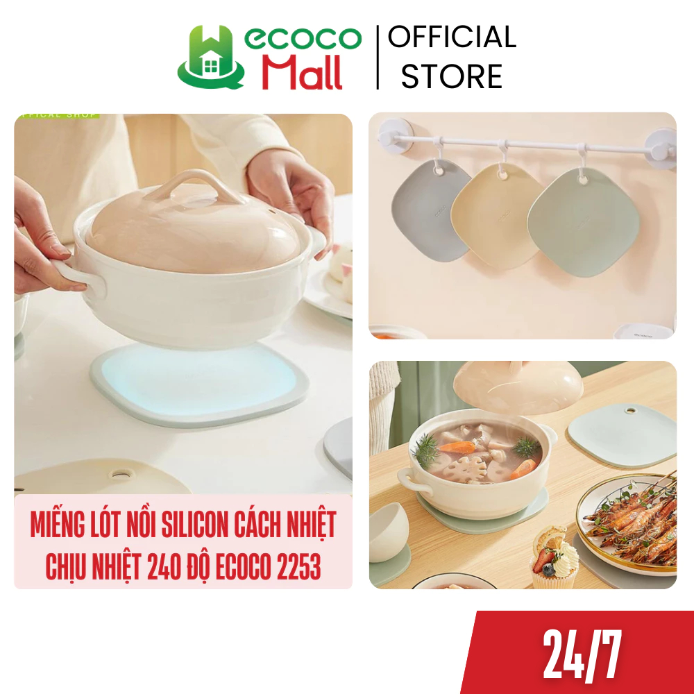 Miếng lót nồi silicon ECOCO cách nhiệt đa năng,chịu nhiệt lên đến 240 độ,Tấm silicon lót bát đĩa chống nóng cao cấp 2253