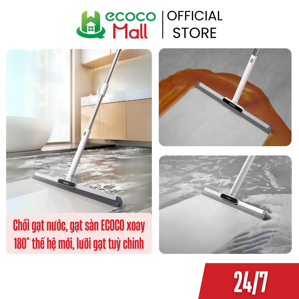 Chổi gạt nước, gạt sàn ECOCO xoay 180 độ thế hệ mới, lưỡi gạt tuỳ chỉnh thông minh, 2 chế độ kéo dài và cầm tay đa năng