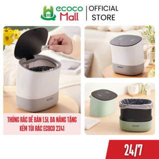  Thùng rác để bàn ECOCO 1,5L đa năng tặng kèm túi rác Hộp đựng vỏ mini văn phòng nắp kín cao cấp 2241 