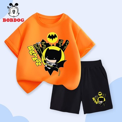 Đồ bộ bé trai BOBDOG áo cộc cotton quần đùi da cá dáng suông thể thao in hình - CQ - BDO75 cho bé