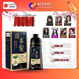 Dầu gội nhuộm tóc, dầu gội phủ bạc thảo dược Akami Nhật Bản không xót, không hại da đầu chai 500ml